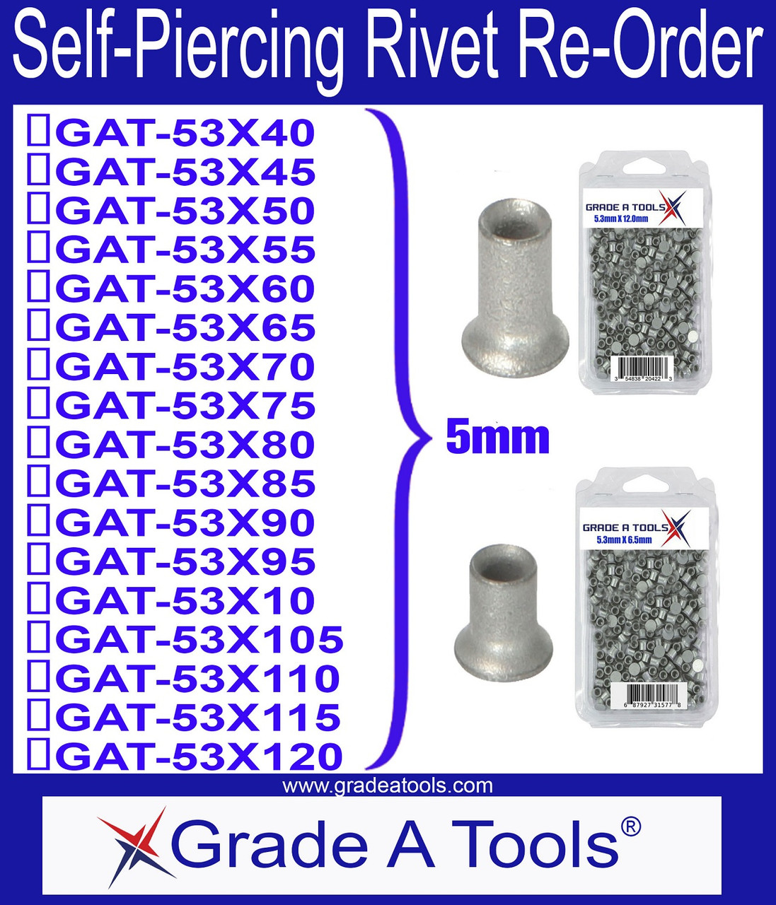 5mm Rivet Works with SPR-12 Rivet guns
