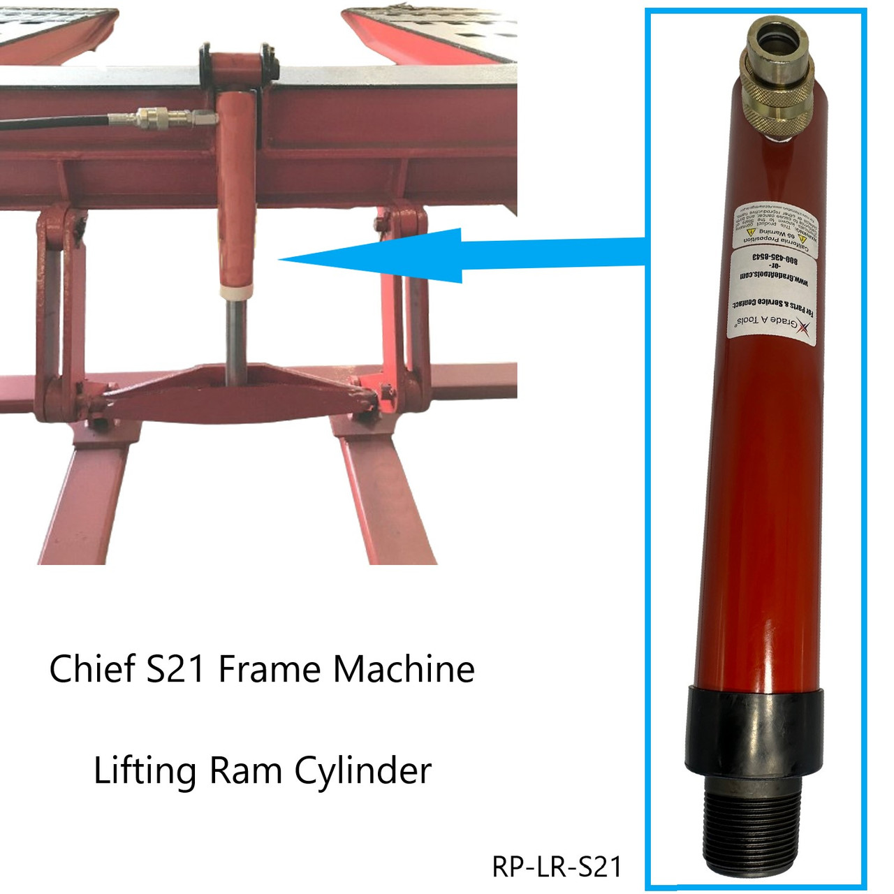Replacement S21 Chief Frame Machine Lift Ram 10" Stroke, 10 Ton Ram C
