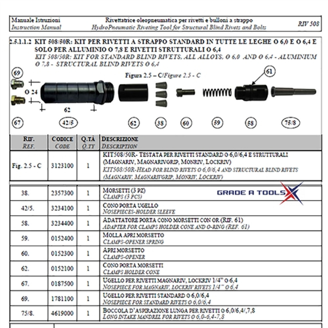 Rivet Gun Nose Piece & Nozzle Assembly 508/50R
