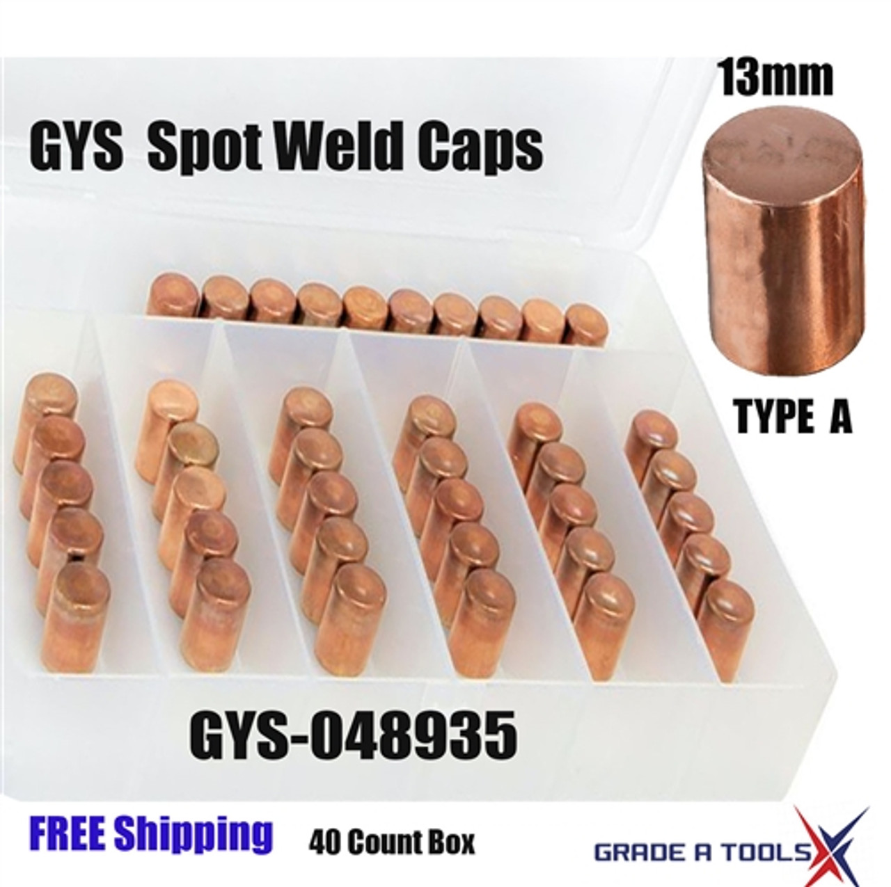GYS Spot Weld Caps - Electrodes - 13mm - A