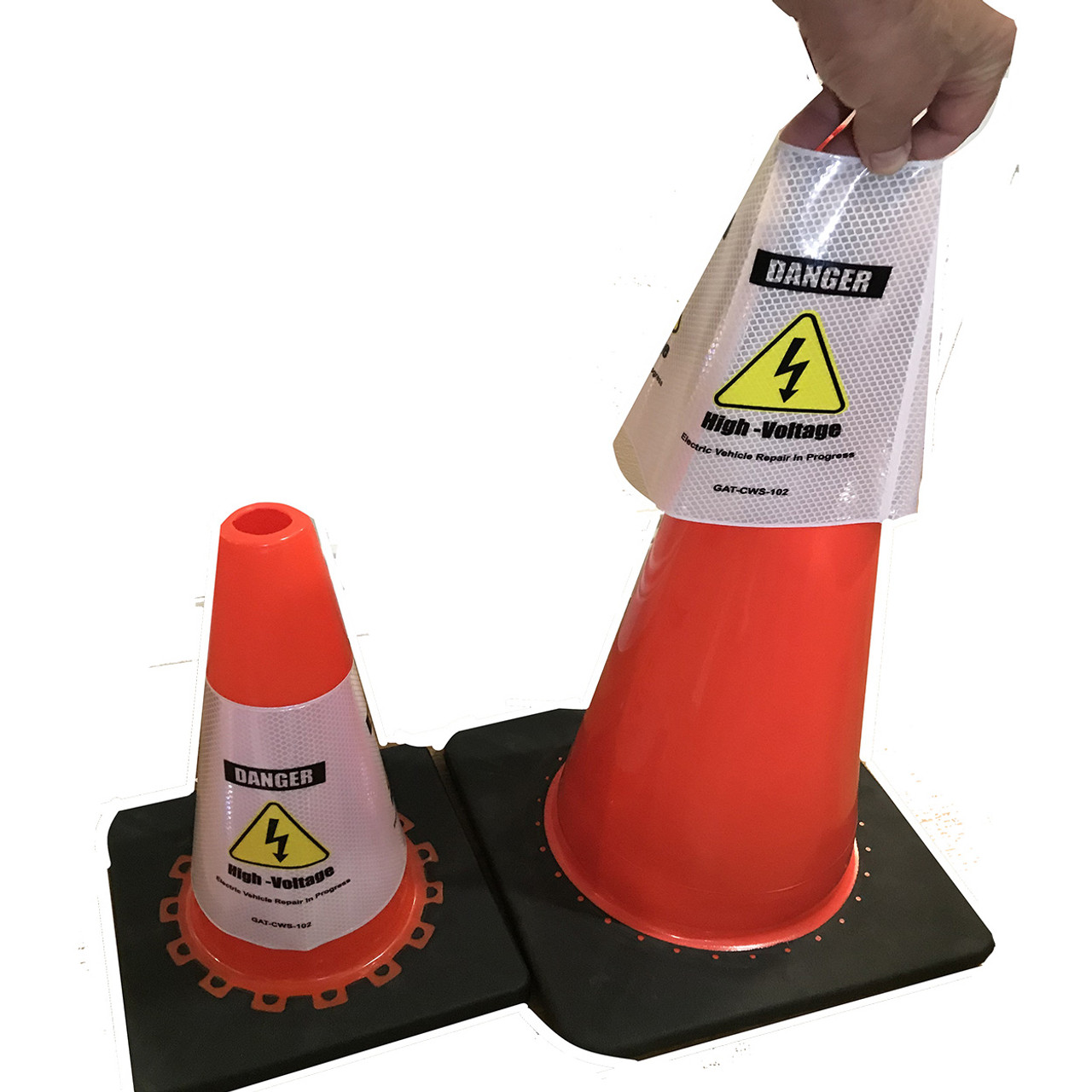 Electric Vehicle High Voltage Danger Sign - Cone Collar