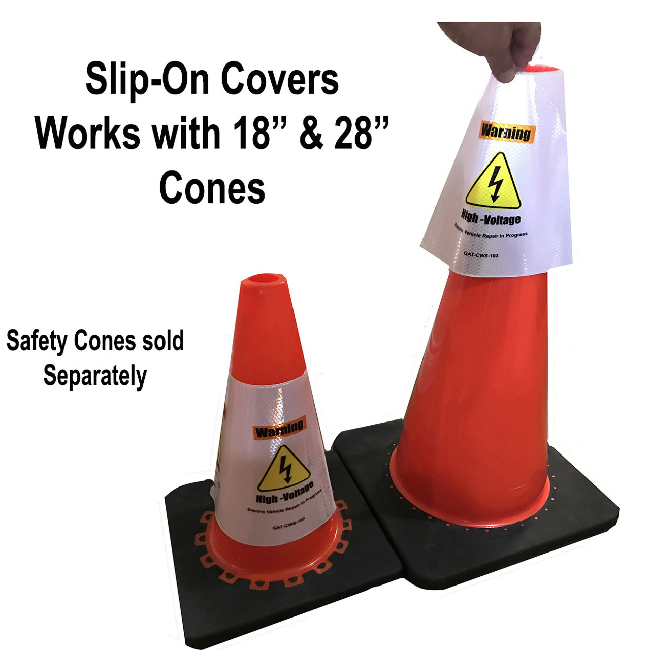 Electric Vehicle High Voltage Warning Sign - Cone Collar-2