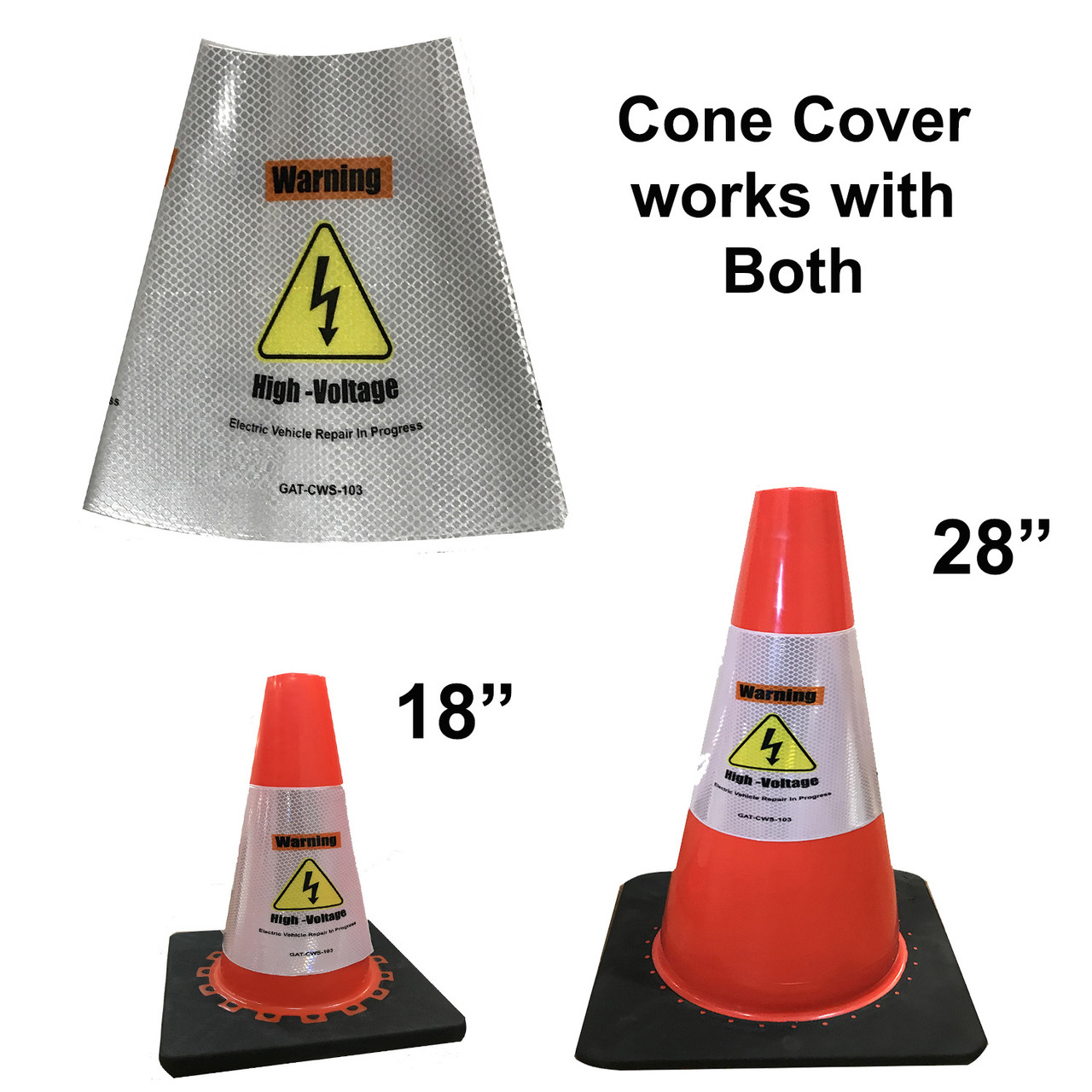 Electric Vehicle High Voltage Warning Sign - Cone Collar-4