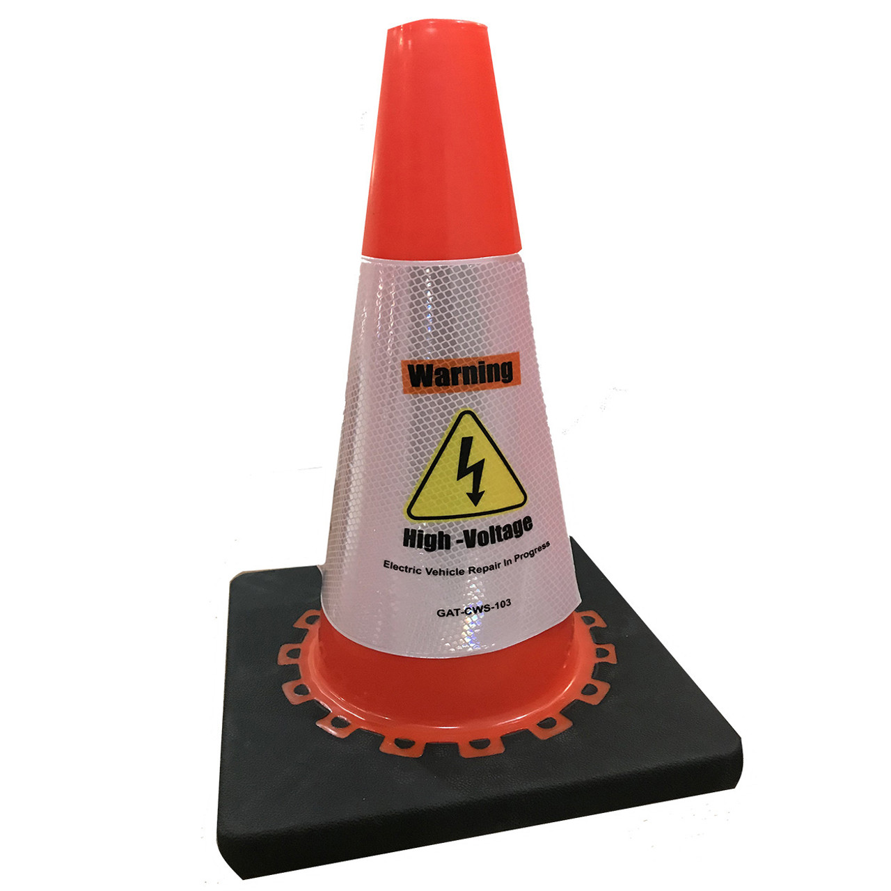 Electric Vehicle High Voltage Warning Sign - Cone Collar-1
