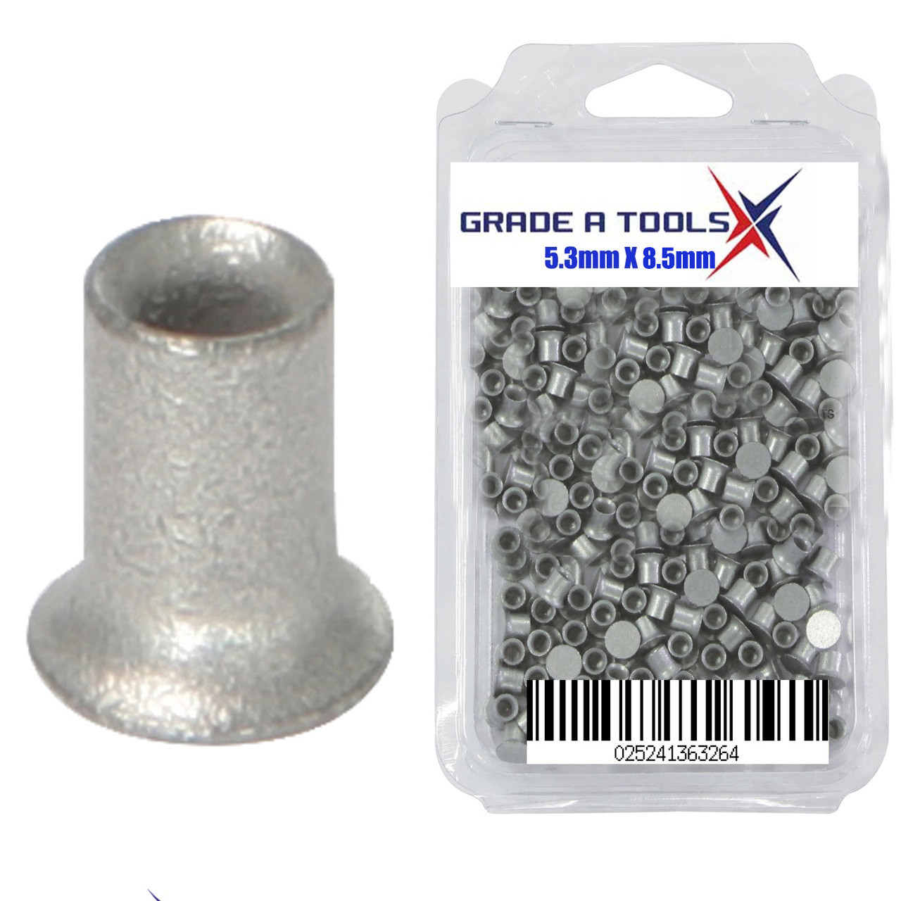 5.3mm x 8.5mm Self Piercing Rivets, 100/Box