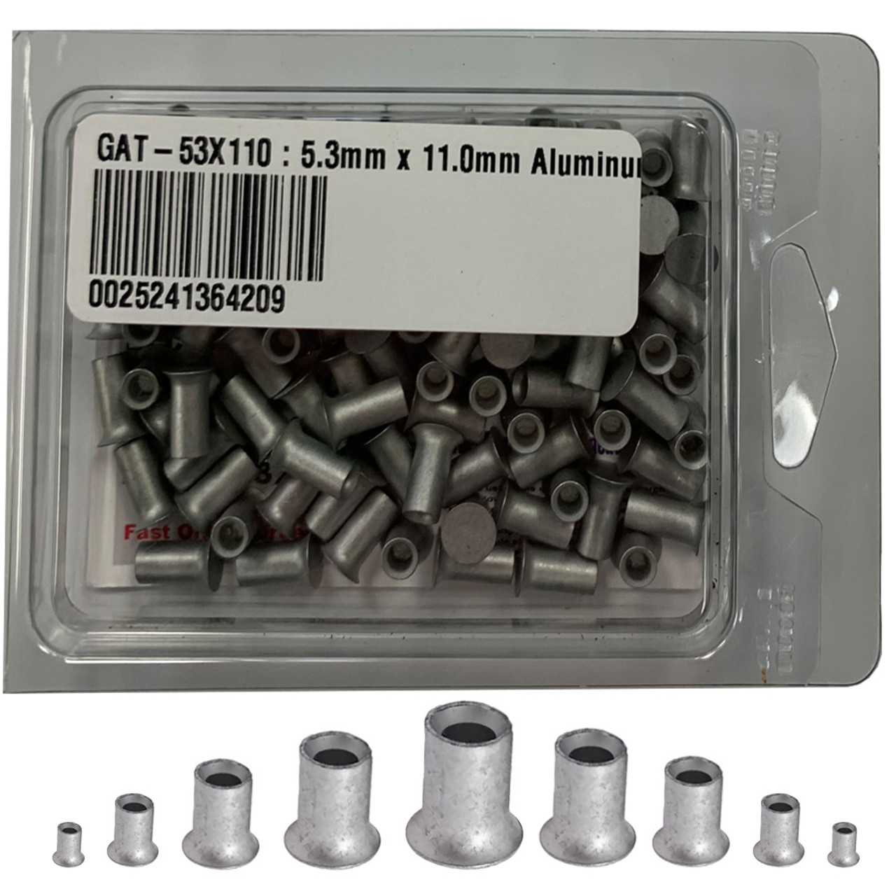 5.3mm x 11.0mm Self Piercing Rivets, 100/Box