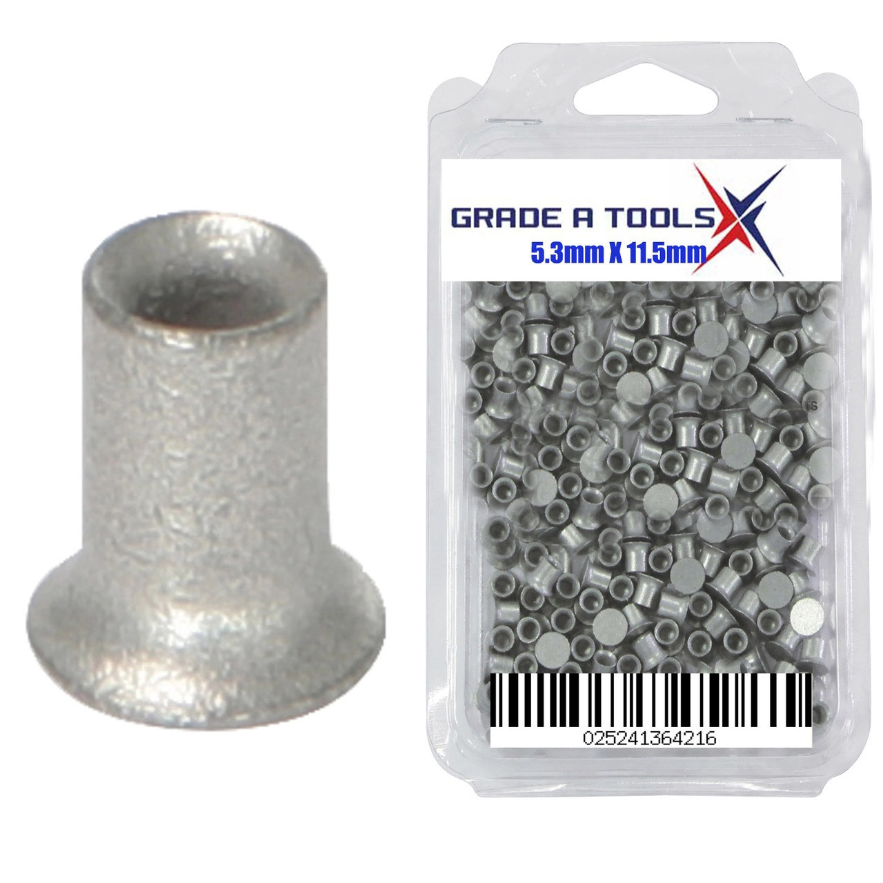 5.3mm x 11.5mm Self Piercing Rivets, 100/Box