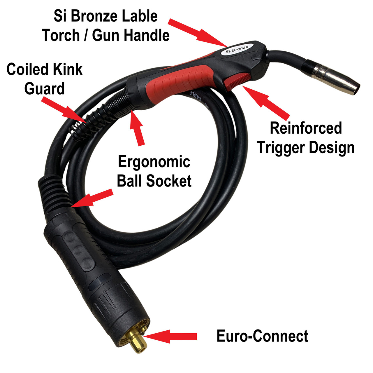 Silicon Bronze Red Handle  MIG Gun-Torch Assembly - Works With Prospot 82-7015 E