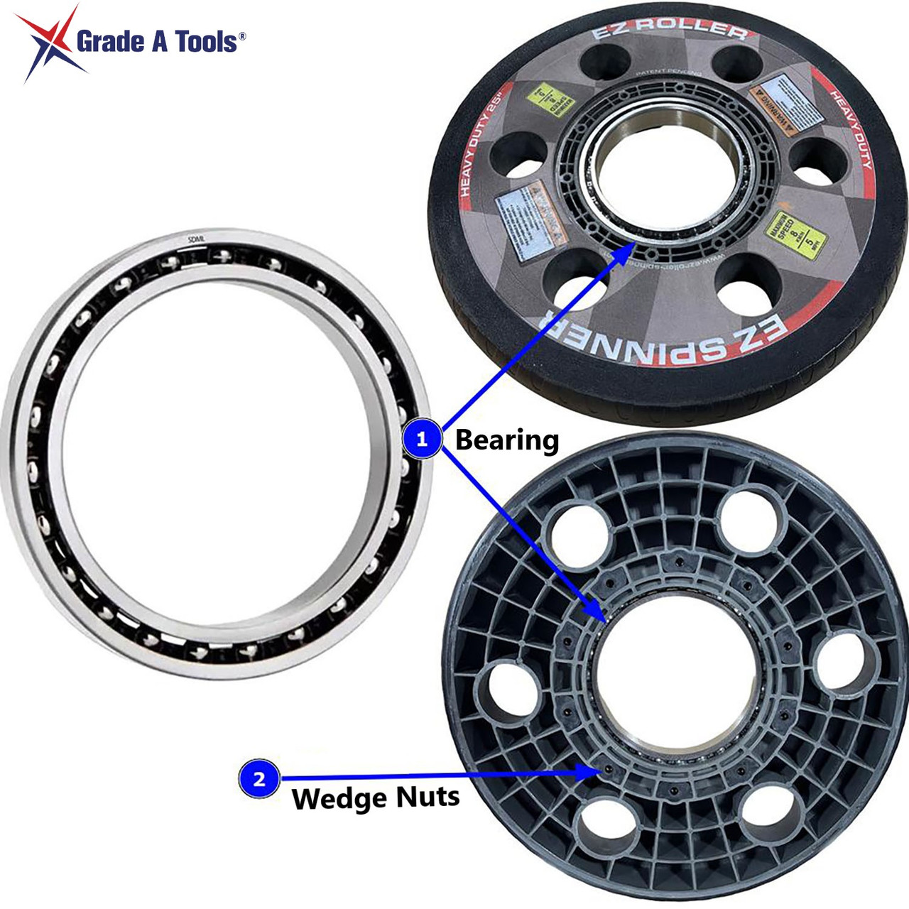 Heavy Duty 22" EZ Roller Spinner- Vehicle Mobility Wheel -  4&5 Lug Pattern D