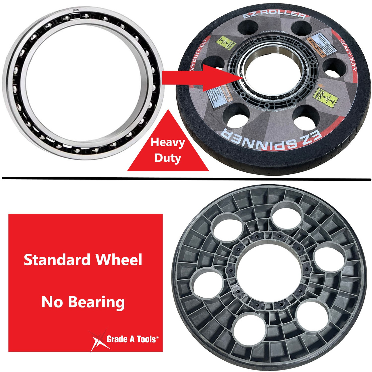 Heavy Duty 22" EZ Roller Spinner- Vehicle Mobility Wheel -  4&5 Lug Pattern E