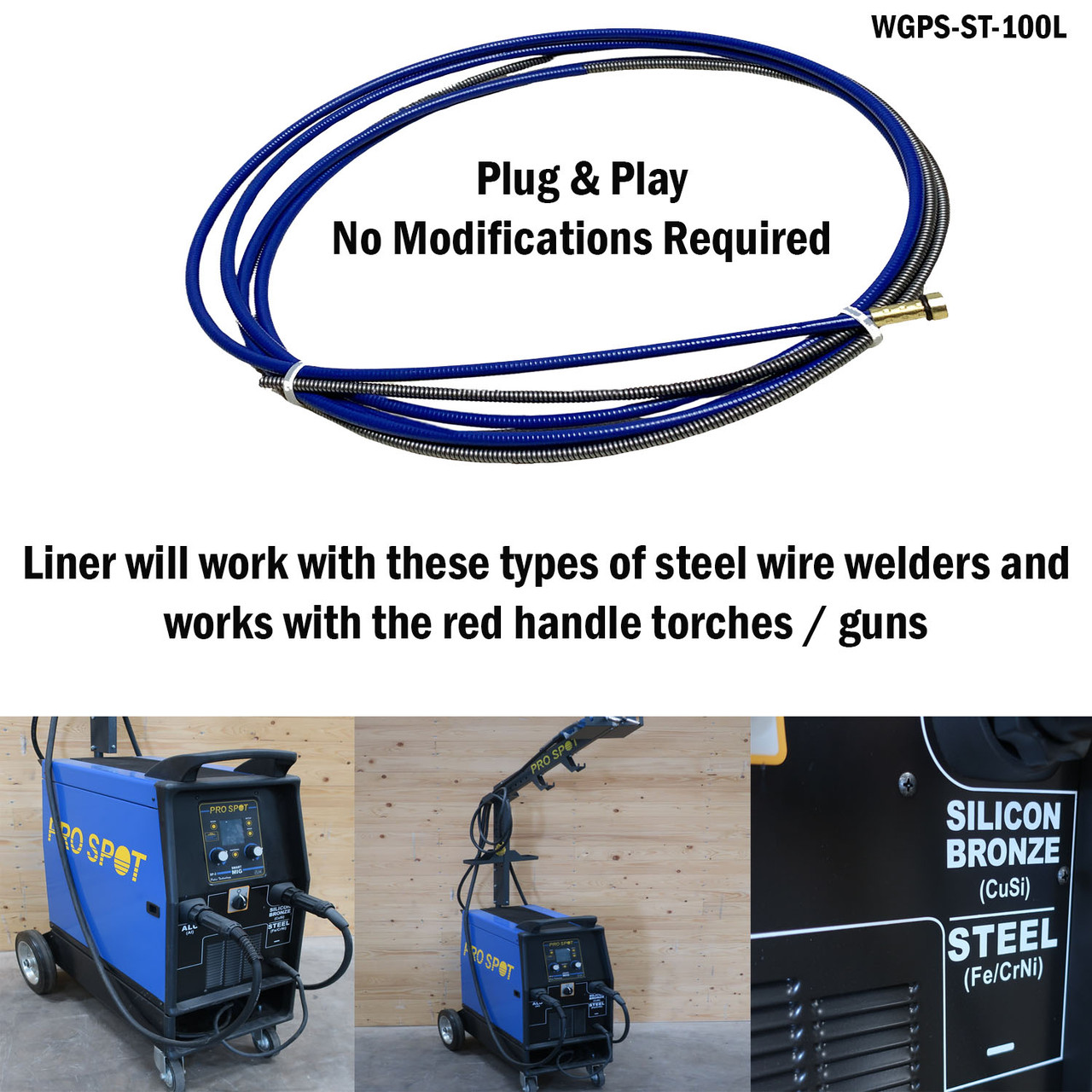 Green Handle Steel  MIG Welder Torch Liner - Works With Prospot welders E