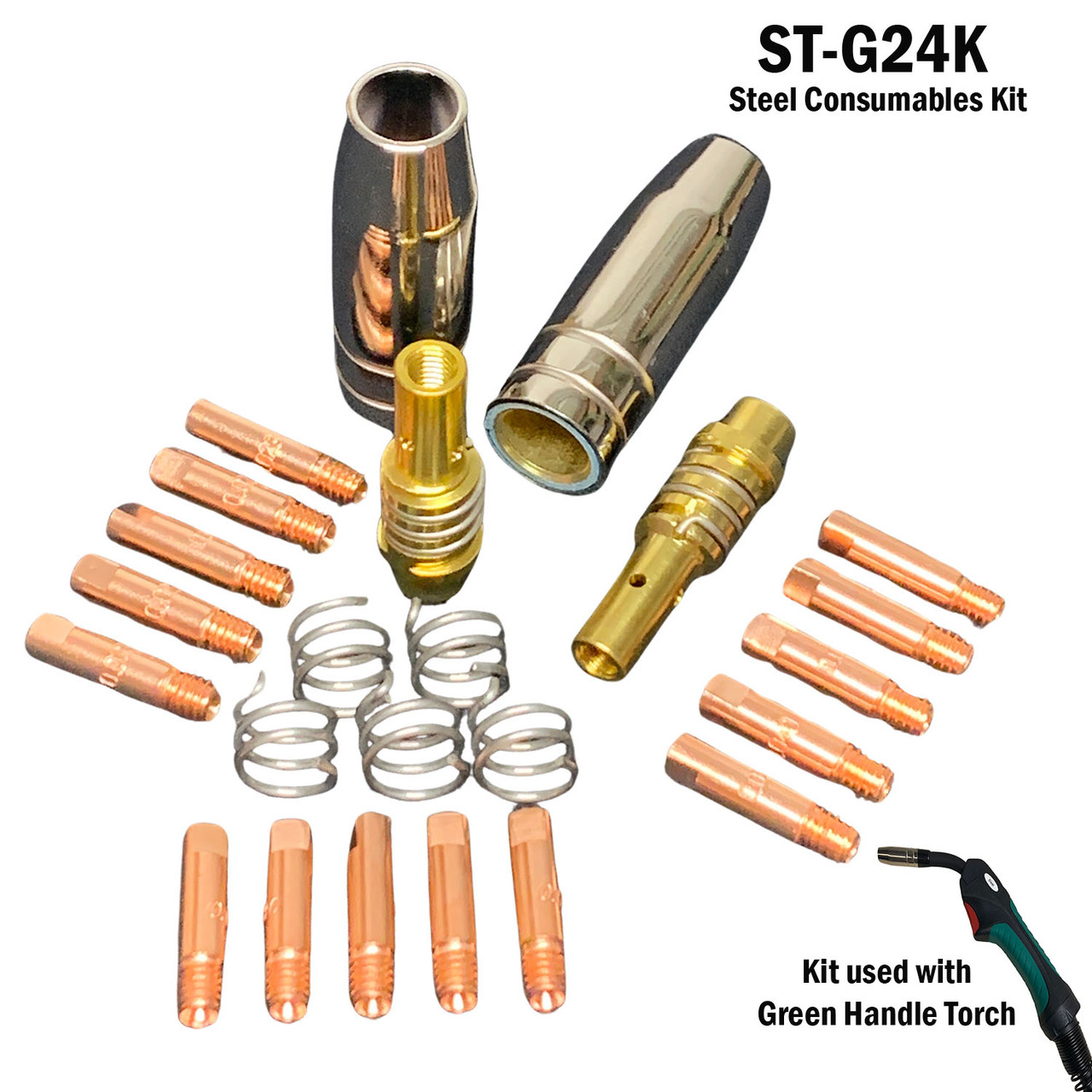 Steel MIG Torch Consumable Kit - Compatible w/ Prospot Green Handle B