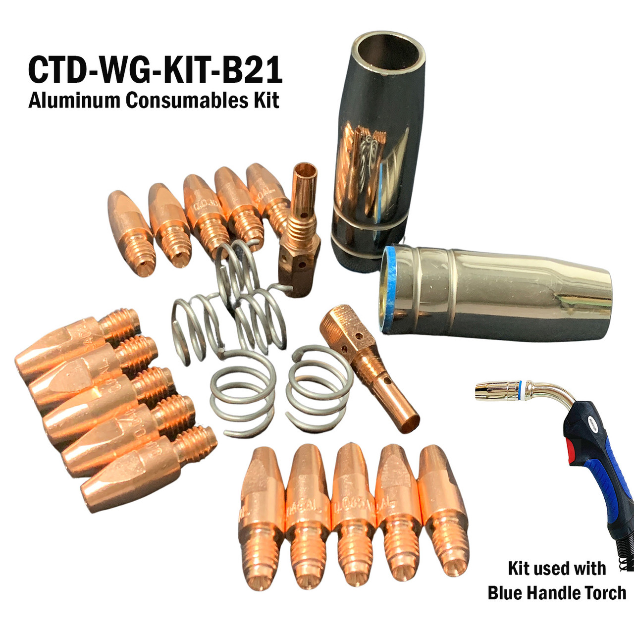 Aluminum MIG Torch Consumable Kit - Compatible w/ Prospot Blue Handle D