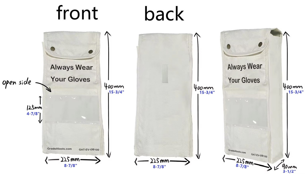 Measurements - Canvas Glove Bag - For Electrical Gloves - 15" D