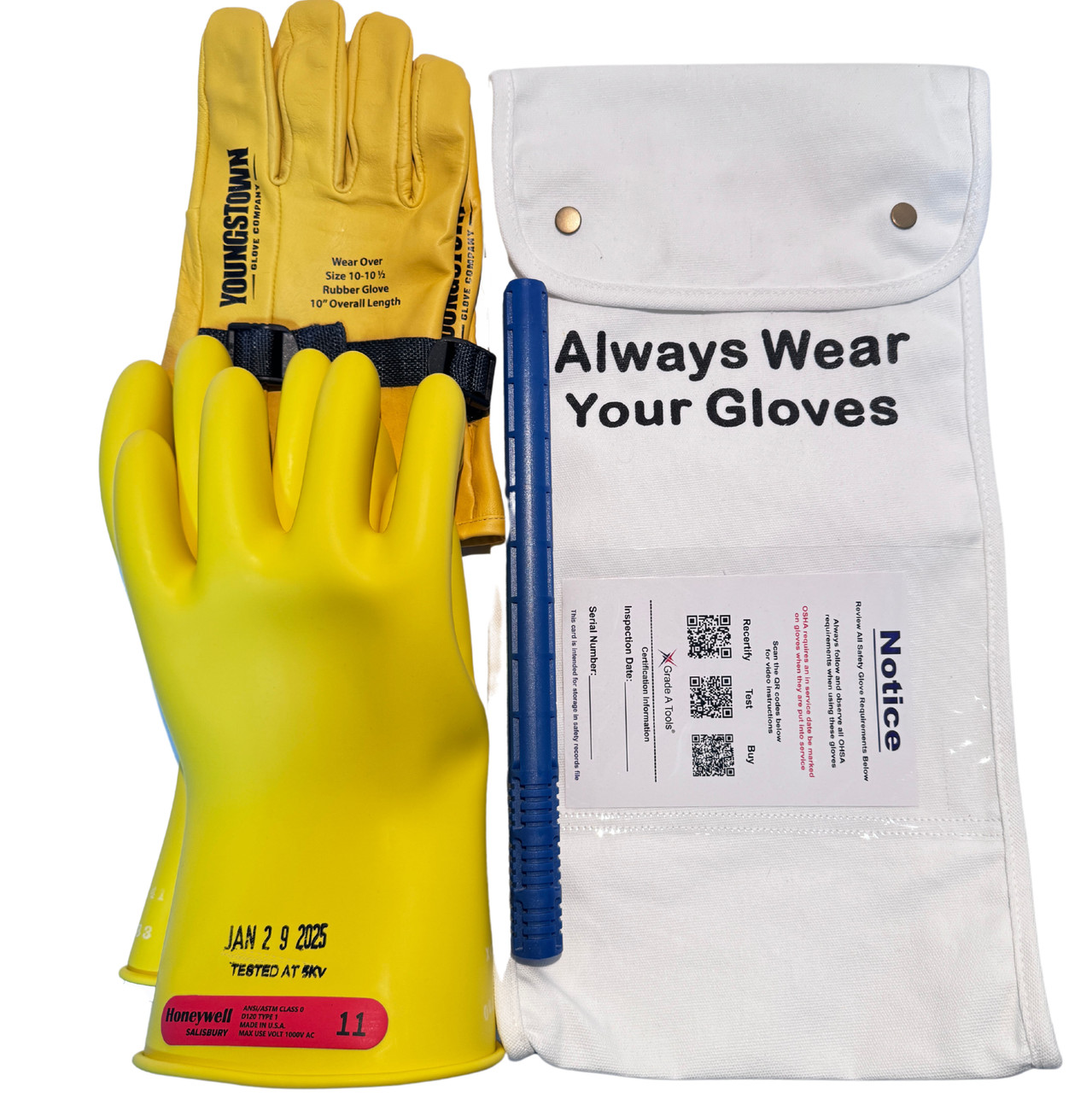 Measurements - Canvas Glove Bag - For Electrical Gloves - 15" E