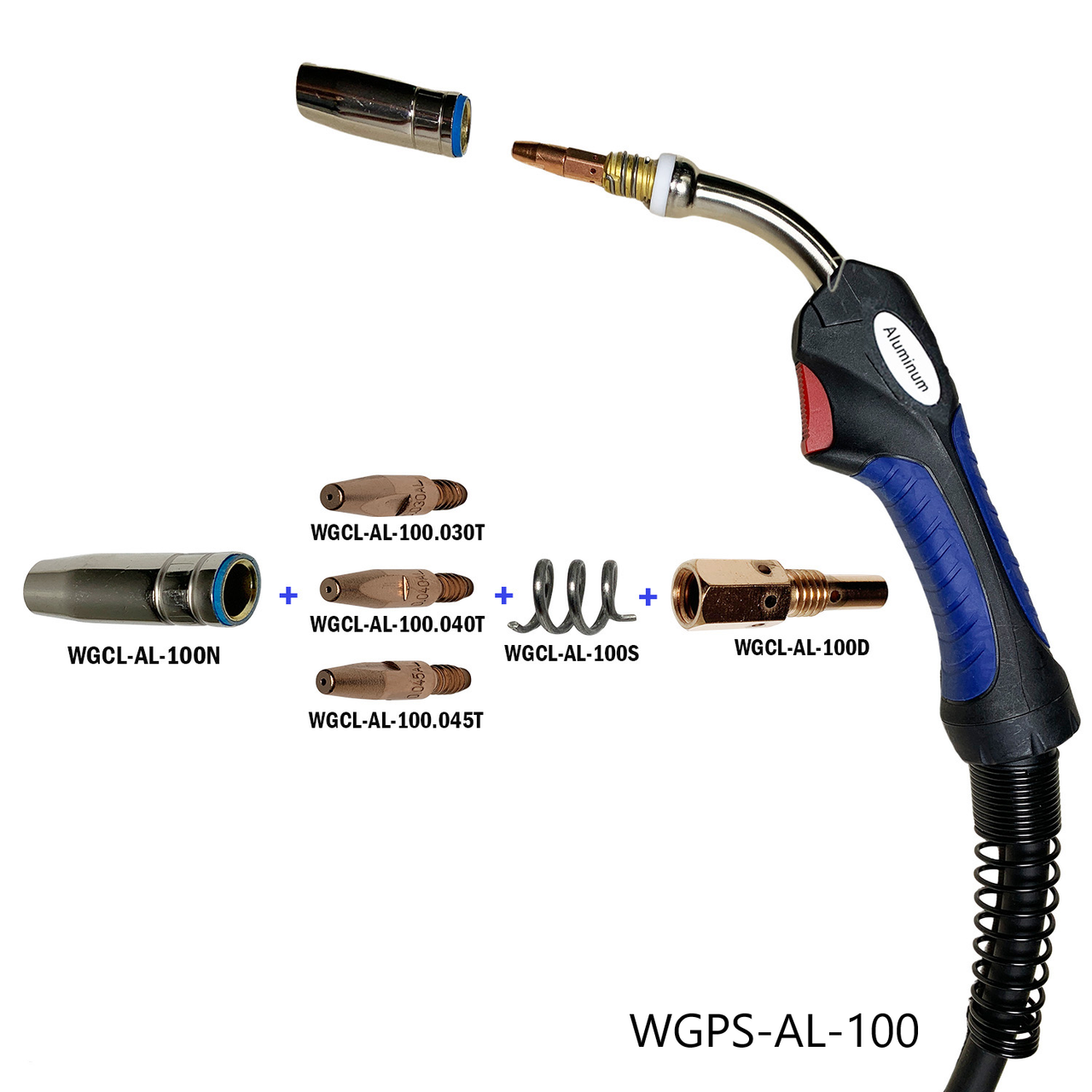 Aluminum Blue Handle MIG Gun-Torch Assembly - Works with chief