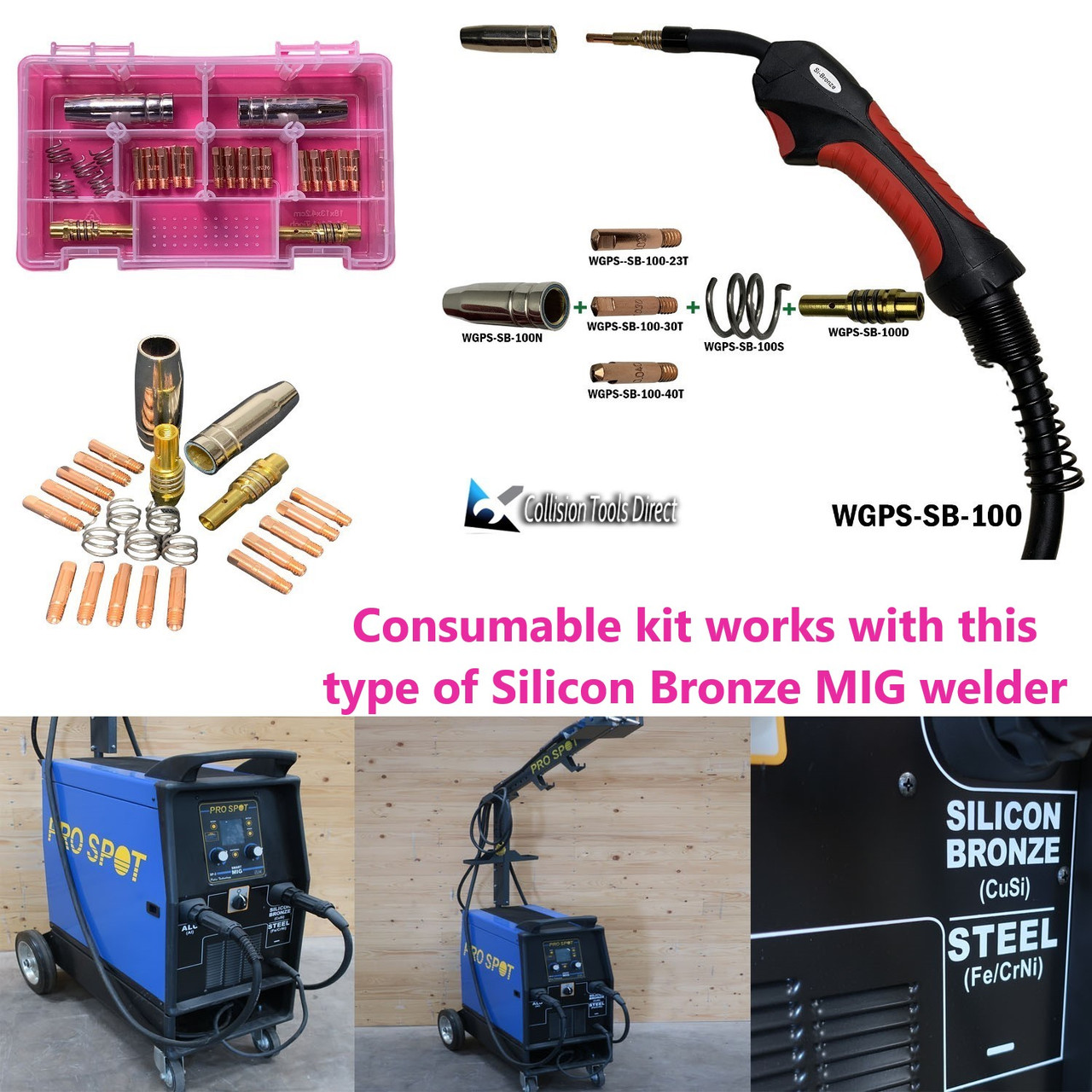 Silicon Bronze MIG Torch Consumable Kit - Compatible w/ chief Red Handle