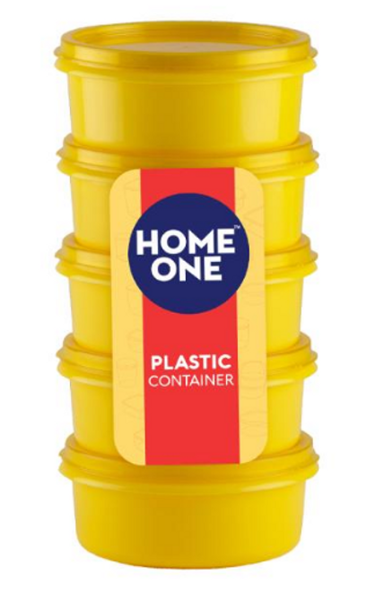 Home One Plastic  Yellow Container  (Set of  5)