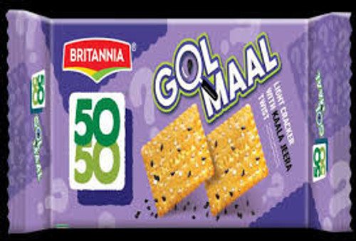 Britannia 50-50 Gol Maal Light cracker with kala jeera 28g. Britannia 50-50 Gol Maal Light cracker with kala jeera 28g.
