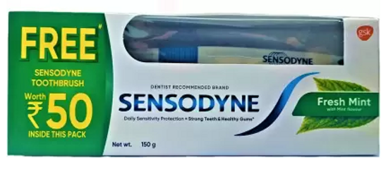 Sensodyne Toothpaste 150g (Fresh Mint) Tooth brush free