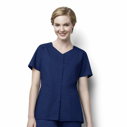 WonderWORK Women's Short Sleeve Snap Front Scrub Top (200)