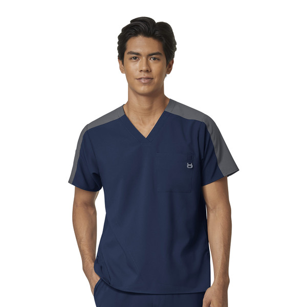 W123 Men's Color block Scrub Top (6655)