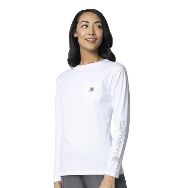 Ripstop & Sub-Scrubs Women's Crew Neck Long Sleeve Pocket Tee (C37305)