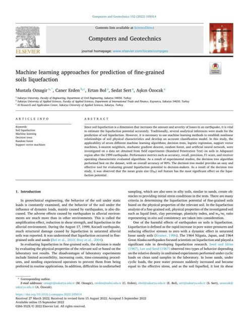(eBook PDF) Machine learning approaches for prediction of fine-grained soils liquefaction Mustafa Ozsagir