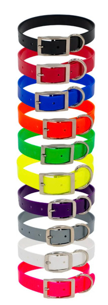 Day Glo Collar with D Ring ONLY Non-Reflective - 1” Wide Dog Collar with Free Personalized Brass Name Plate 