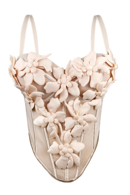 3d Floral Embellished Corset Top