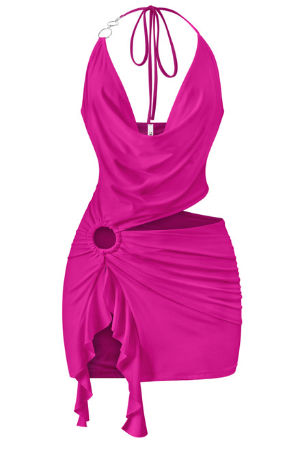 Katalina Halter Front Slit Mini Dress