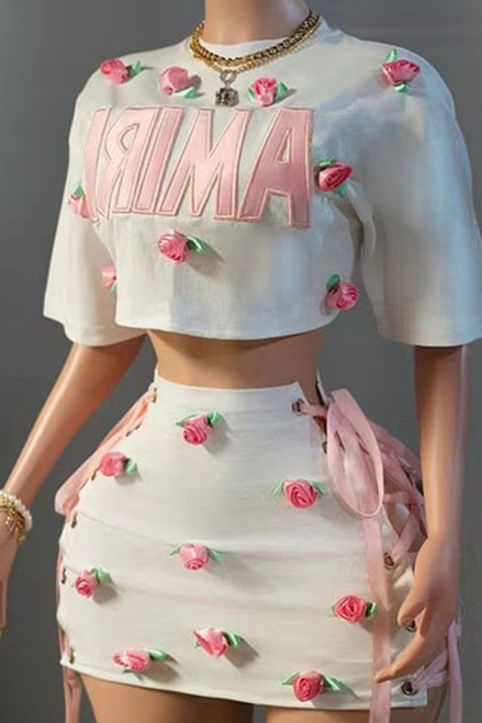 Rose Embroidered Two-piece Set