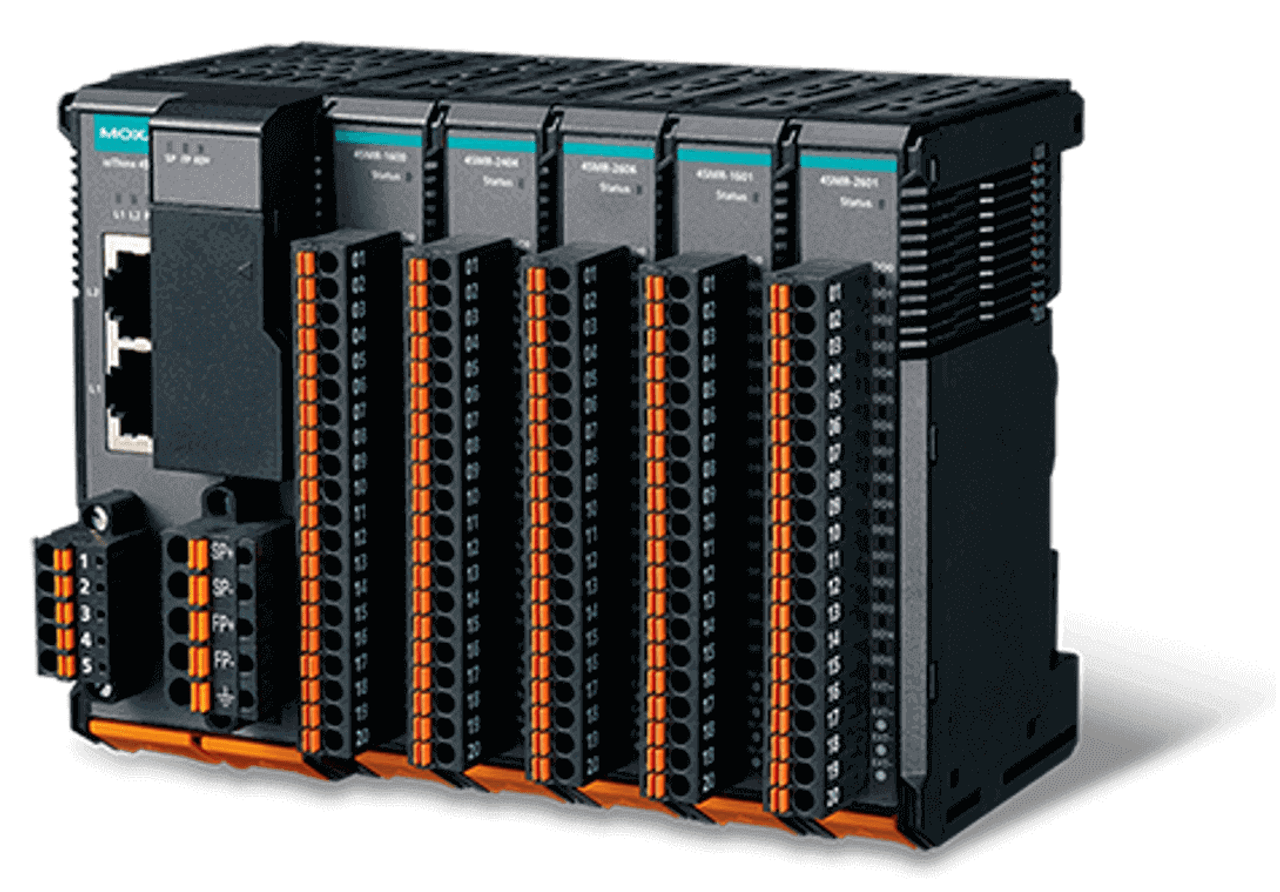 MOXA DRP-C100 - PC Fanless DIN-RAIL, jusqu'à 8 ports série and 10 ports  Ethernet GbE