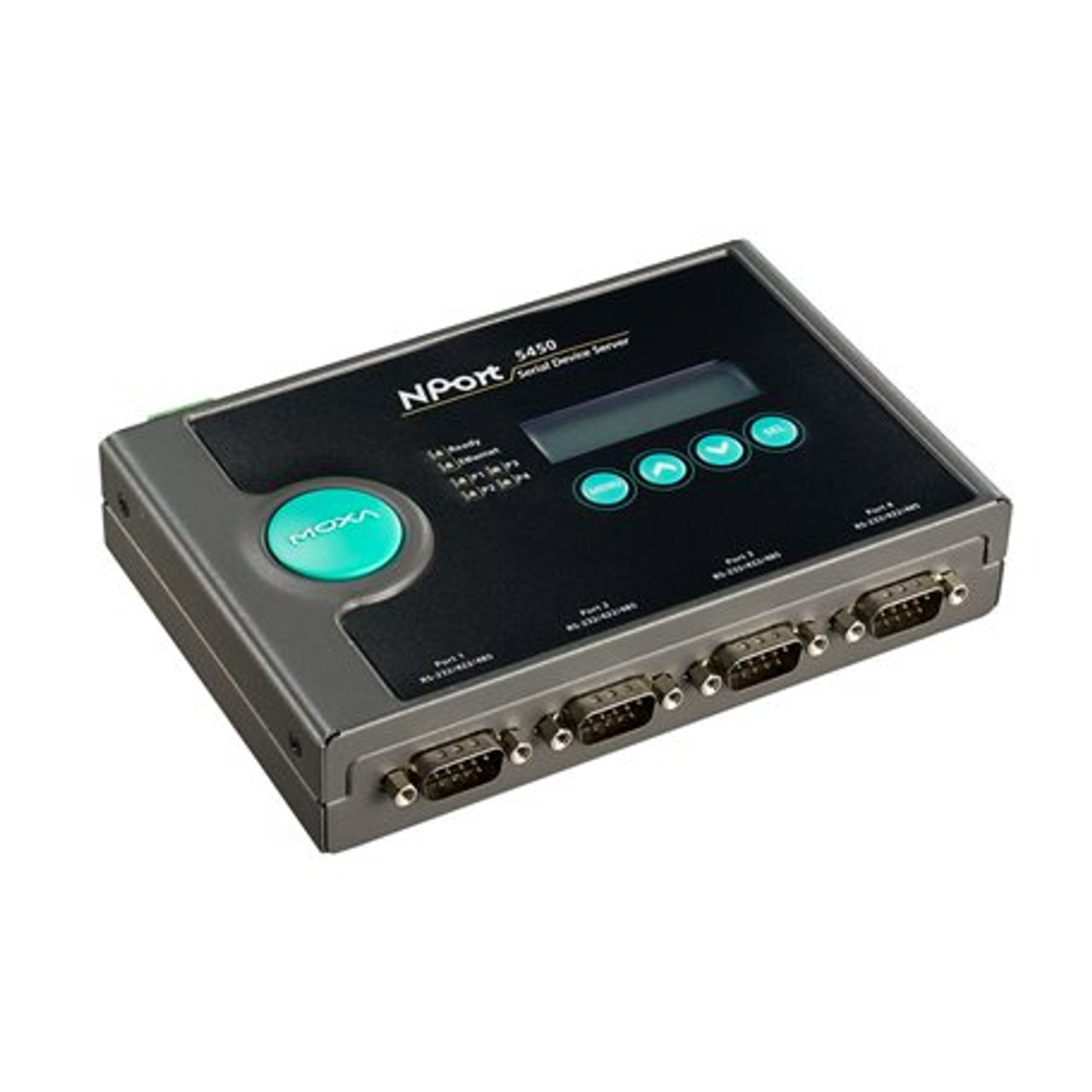 Moxa NPort 5450I: 4-Port Device Server, RS-232/422/485, DB9 connectors,  12-48VDC