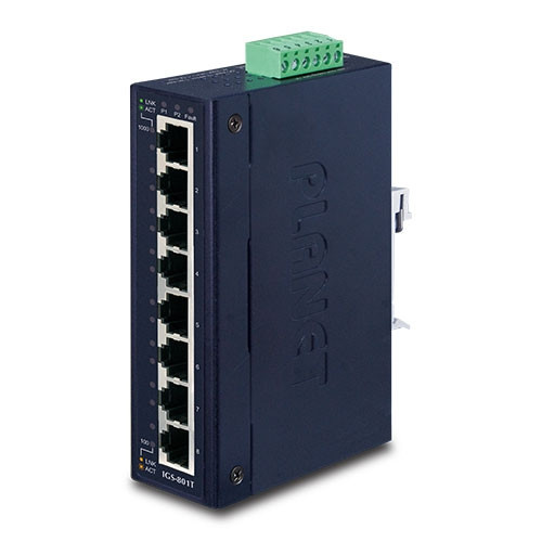 IGS-801T: IP30 Slim type 8-Port Industrial Gigabit Ethernet Switch (-40 to 75 degree C) IGS-801T: IP30 Slim type 8-Port Industrial Gigabit Ethernet Switch (-40 to 75 degree C)