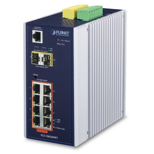 IGS-10020HPT: Industrial 8-port 10/100/1000T 802.3at PoE + 2-port 1G/2.5G SFP Managed Switch IGS-10020HPT: Industrial 8-port 10/100/1000T 802.3at PoE + 2-port 1G/2.5G SFP Managed Switch