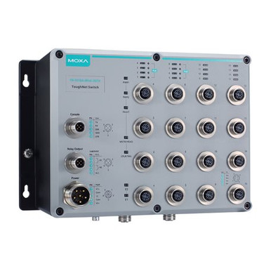 Moxa TN-5518A-8PoE-2GTX-WV-T: 8 x 10/100BaseTX, 8 PoE+ M12
