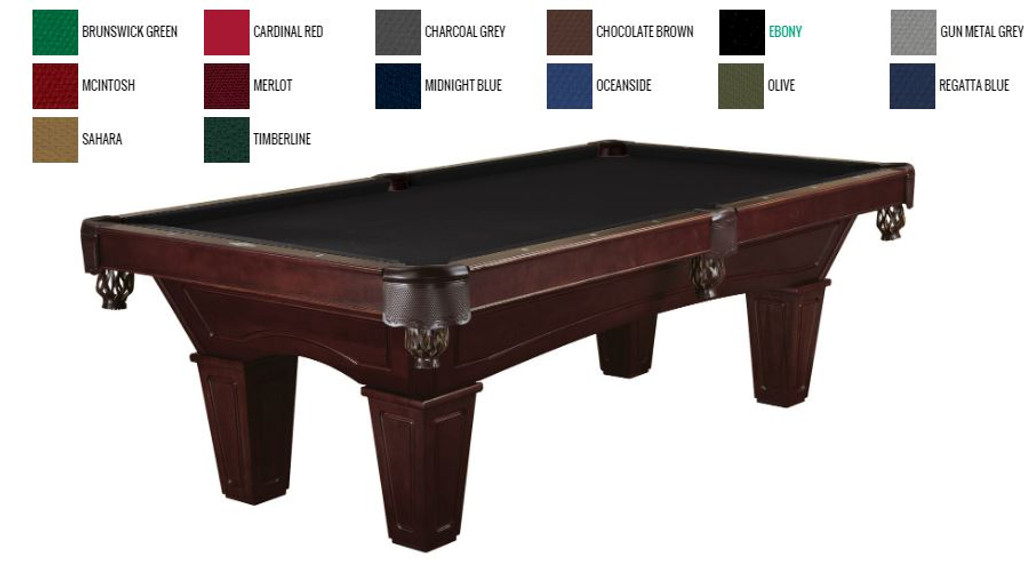 8' "Brunswick" Allenton Pool Table - Cherry Stain - Tapered Leg 