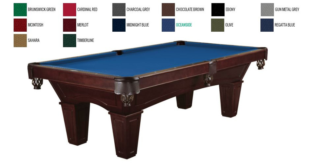 8' "Brunswick" Allenton Pool Table - Cherry Stain - Tapered Leg 