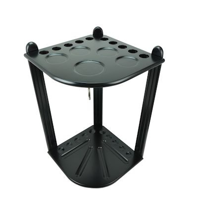 Hathaway Regent 28" Corner Pool Cue Rack - Holds 10 Cues, Balls, Accessories (Black)