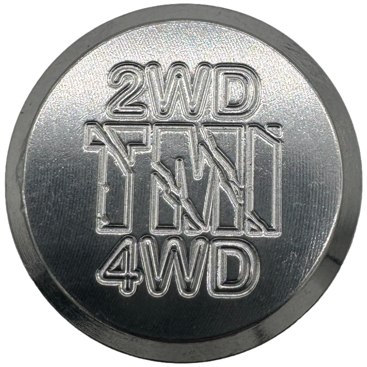 TMI 2WD/4WD shift knob showing engraved gear positions and threaded M12 x 1.25 base