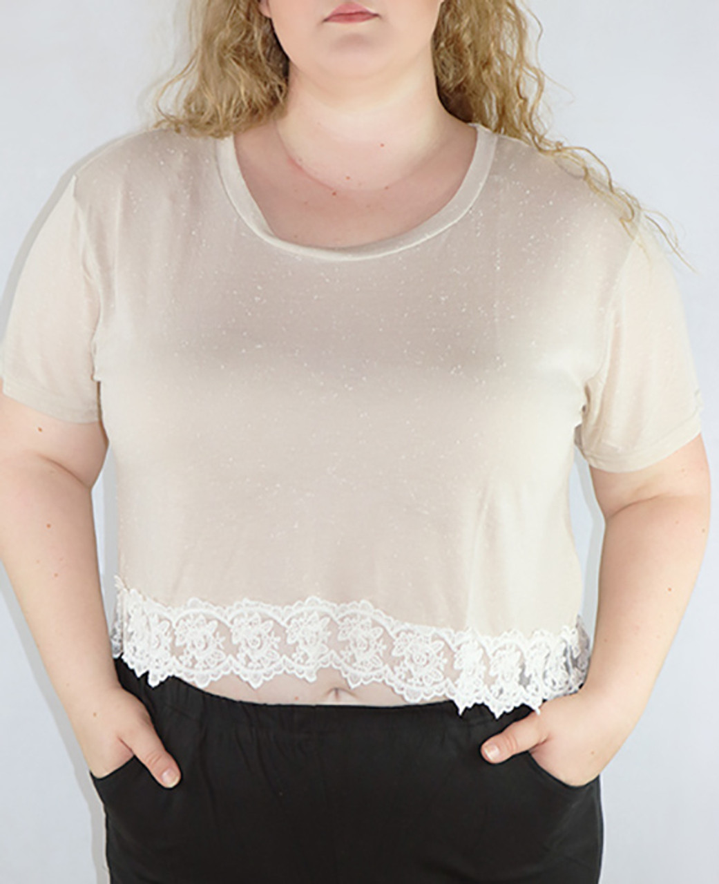 plus size ivory lace top