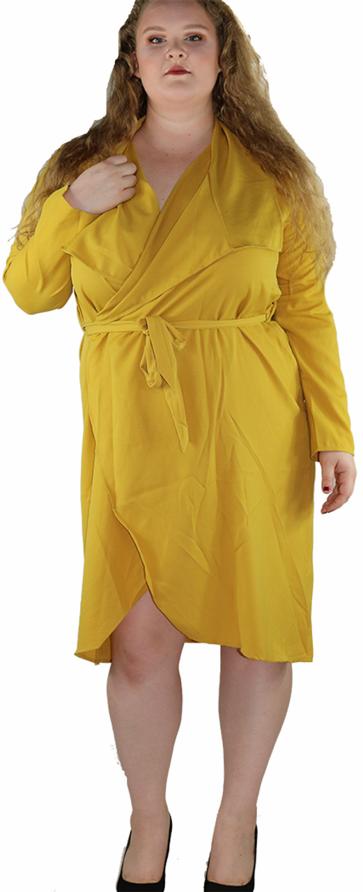 mustard plus size coat