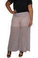 PLUS SIZE GEO PRINT PALAZZO PANTS. 70% RAYON. (D-157)