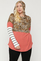 Plus Size Color Block Hoodie Featuring A Cheetah Print - POL2.OPT-7527MO.id.53312b-1XL