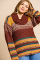 Multicolor Striped Fuzzy Knit Long Sleeve Pullover - UMG2.WC2026.id.39508b-1XL