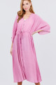 Elbow Sleeve Waist Ribbon Tie Button Down Long Woven Cardigan - ACT2.J11410.id.50914c-M
