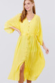 Elbow Sleeve Waist Ribbon Tie Button Down Long Woven Cardigan - ACT2.J11410.id.50914-M
