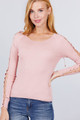 Long Sleeve W/strappy Detail Round Neck Rib Sweater Top - ACT2.SW11798.id.51694c-L