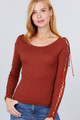 Long Sleeve W/strappy Detail Round Neck Rib Sweater Top - ACT2.SW11798.id.51694e-L